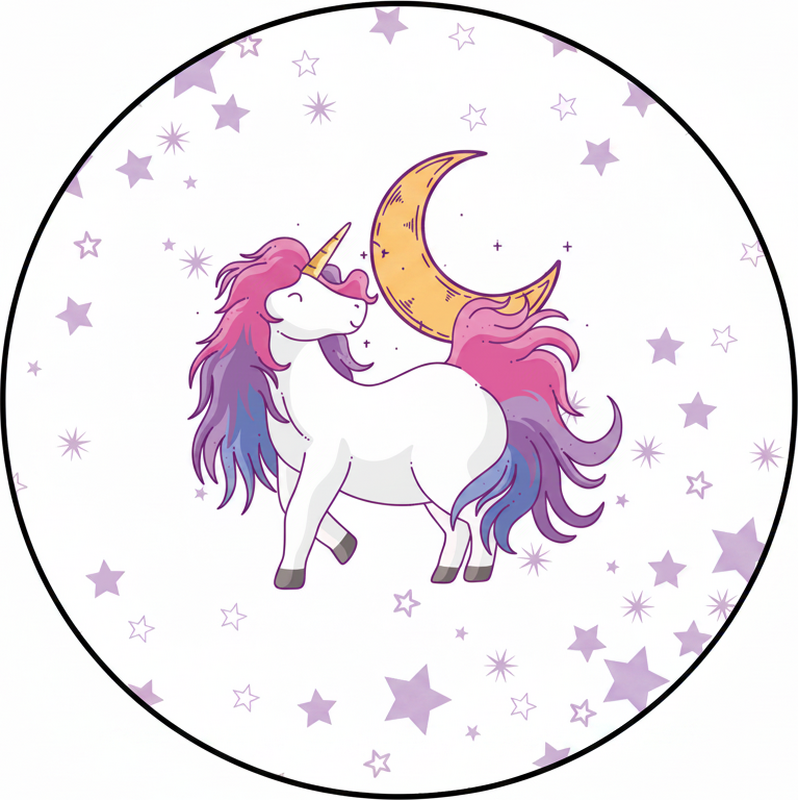 Tapete vinílico infantis unicórnio e lua - TenStickers