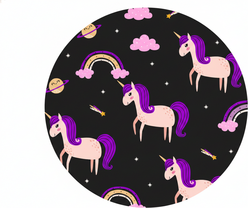 Tapete vinílico infantis unicórnios artísticos no escuro - TenStickers