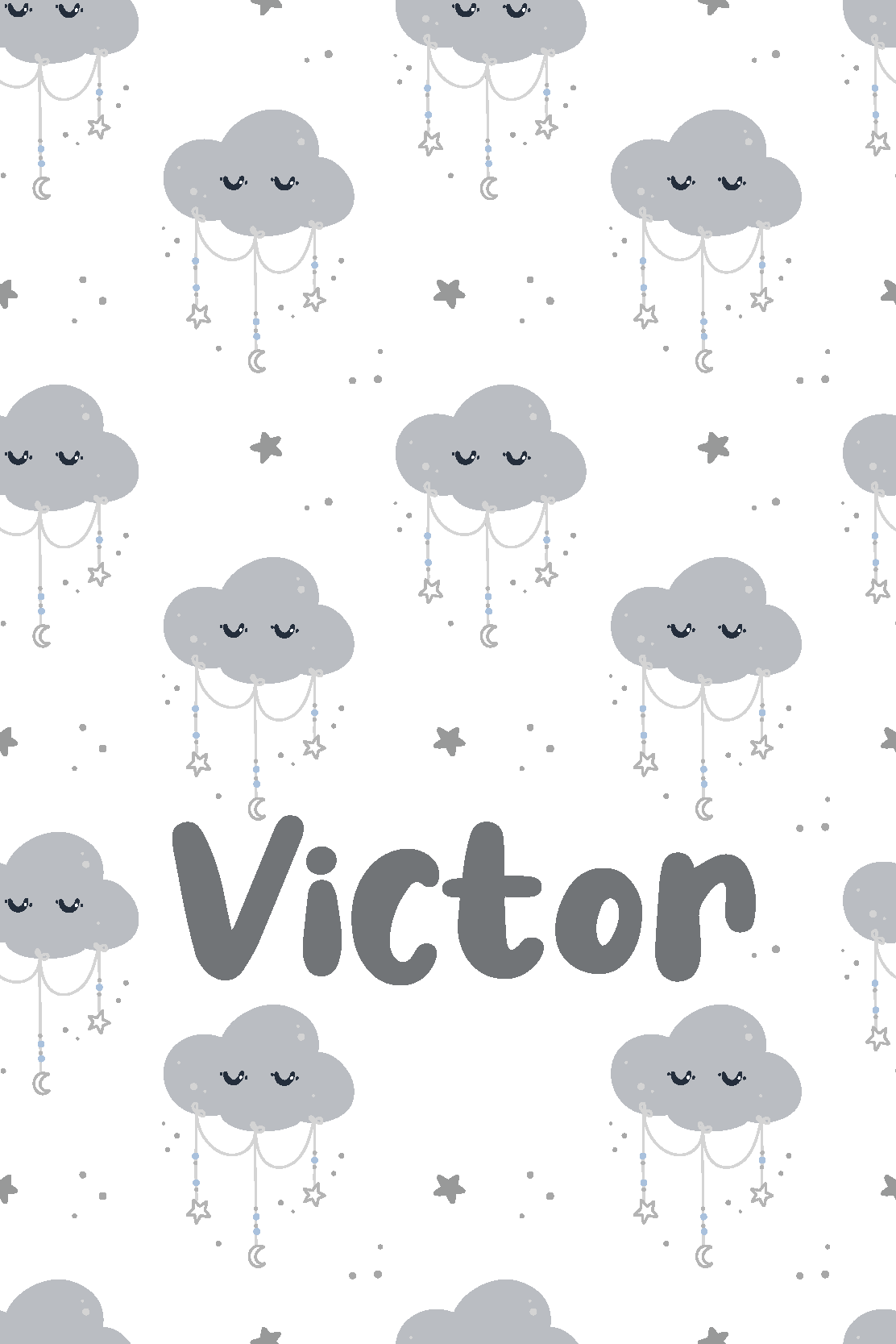 Tapete vinílico infantis padrão cinza personalizado - TenStickers