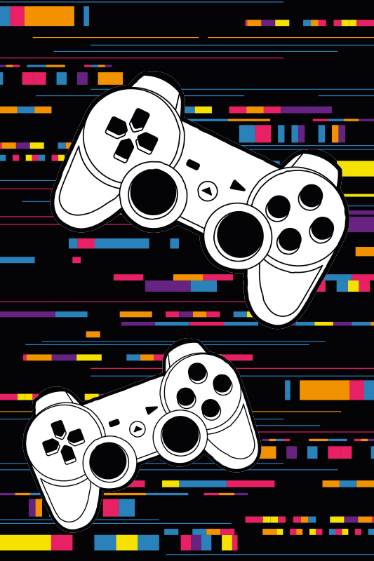 Tapete vinílico de jogos console remoto multicolorido - TenStickers