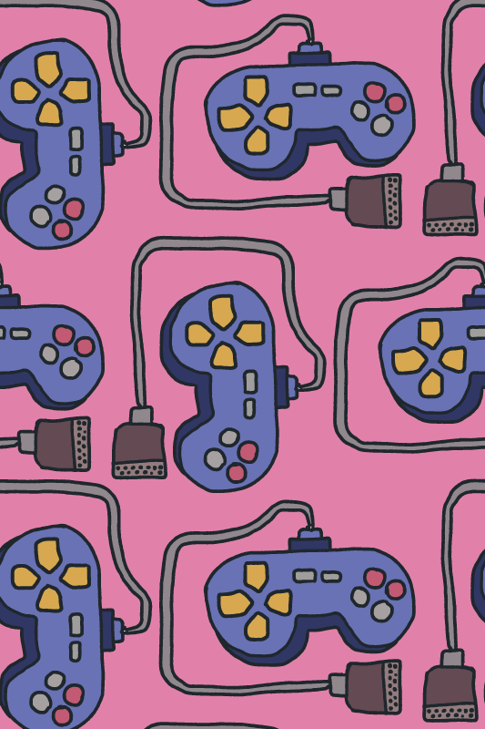 Tapete vinílico de jogos com padrão de controle retrô - TenStickers