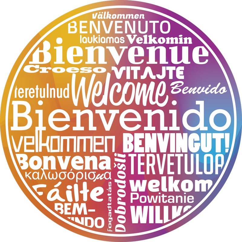 Tapete vinílico hall de entrada bem-vindo idiomas - TenStickers