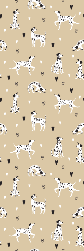 Tapete vinílico sala de estar padrão cães desenhados bege - TenStickers