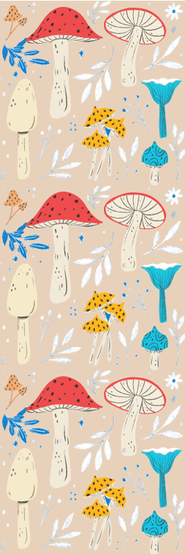 Tapete vinílico sala de estar fundo bege cogumelos clássicos - TenStickers