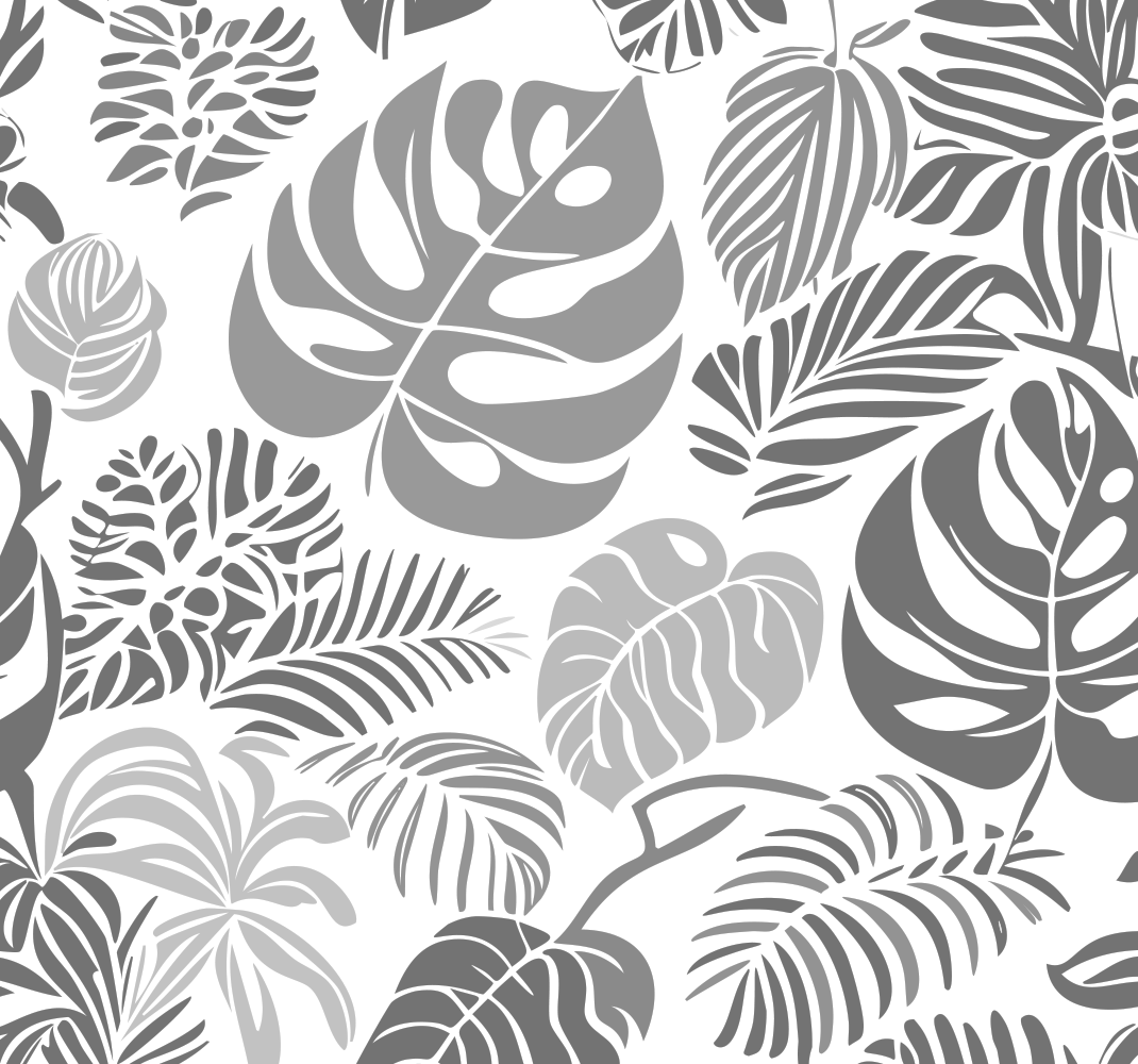 Tapete vinílico cinzento folhas de monstera - TenStickers