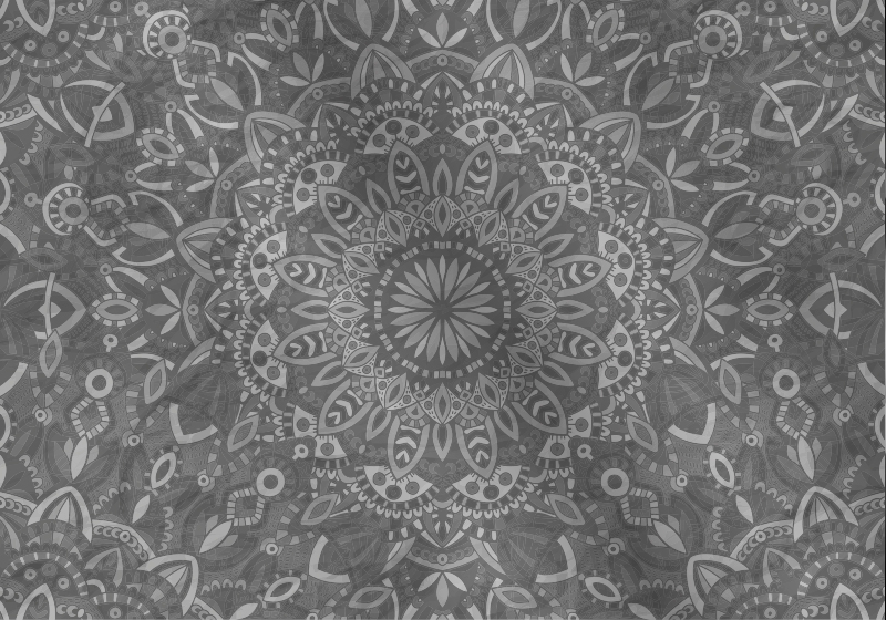 Tapete vinílico cinzento com padrão mandala intricado - TenStickers