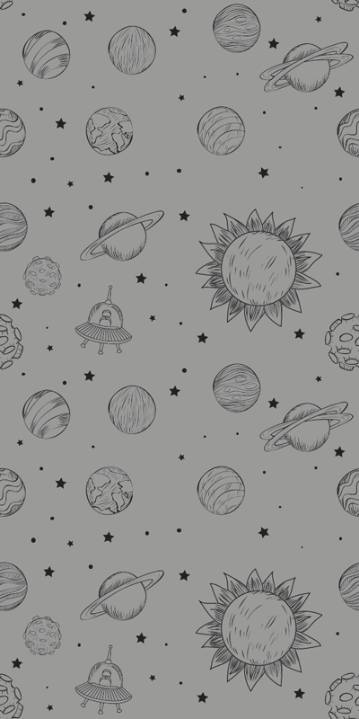 Tapete vinílico cinzento esboço de exploração espacial - TenStickers