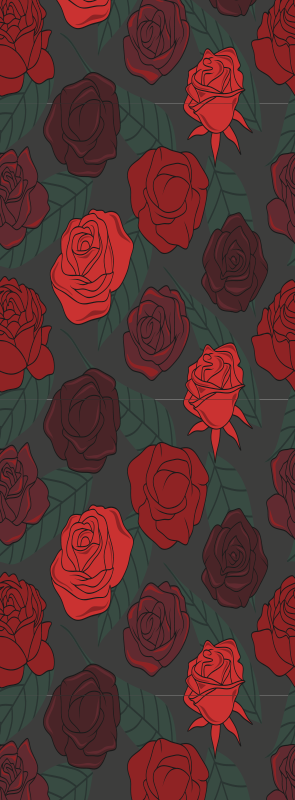 Tapete vinílico corredor com rosas e folhas múltiplas - TenStickers