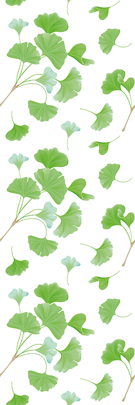 Tapete vinílico corredor folhas de ginkgo pintadas a Óleo - TenStickers