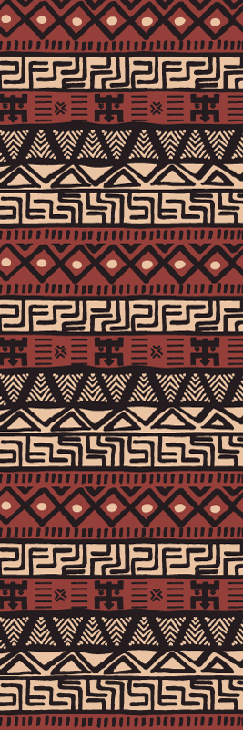 Tapete vinílico corredor padrão tribal vermelho escuro - TenStickers