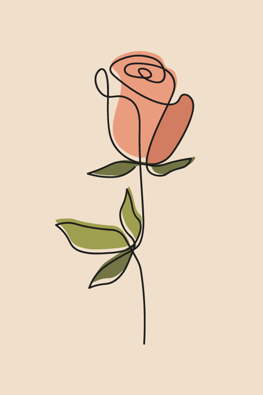 Tapete vinílico bege com flores contínuas em linha - TenStickers