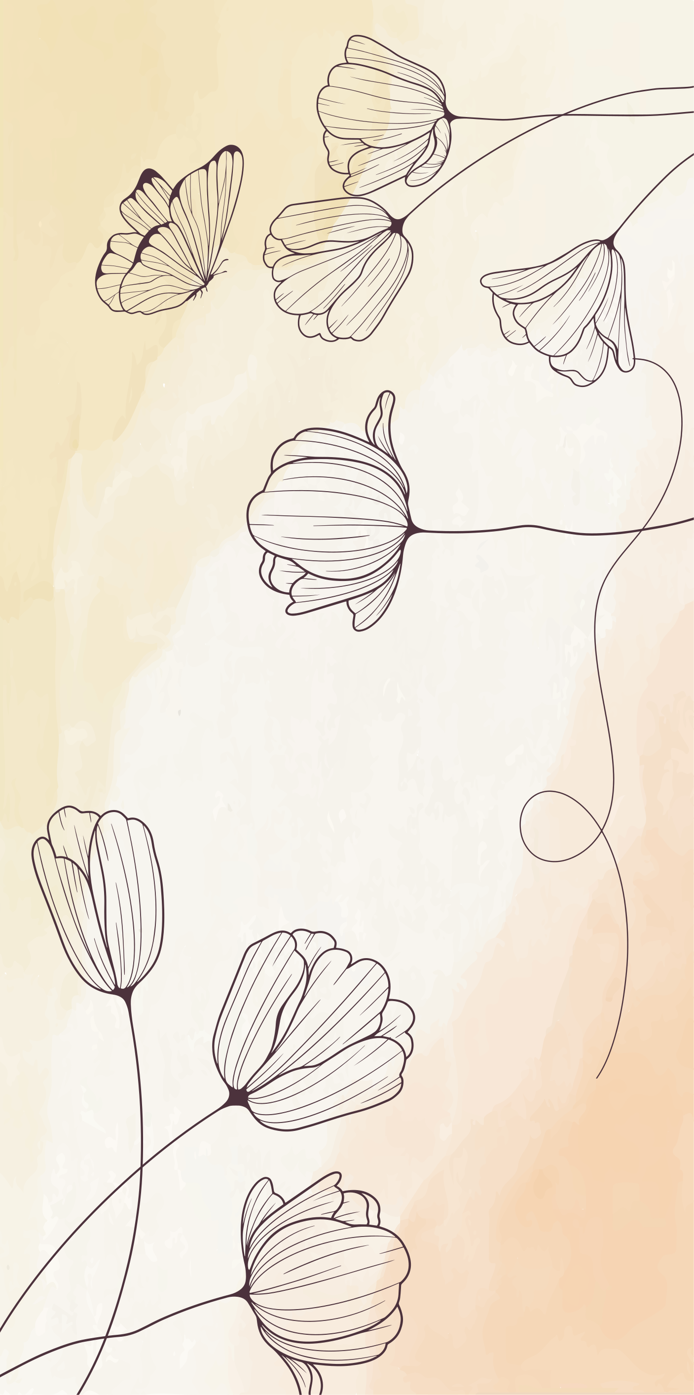 Tapete vinílico bege flores maravilhosas - TenStickers