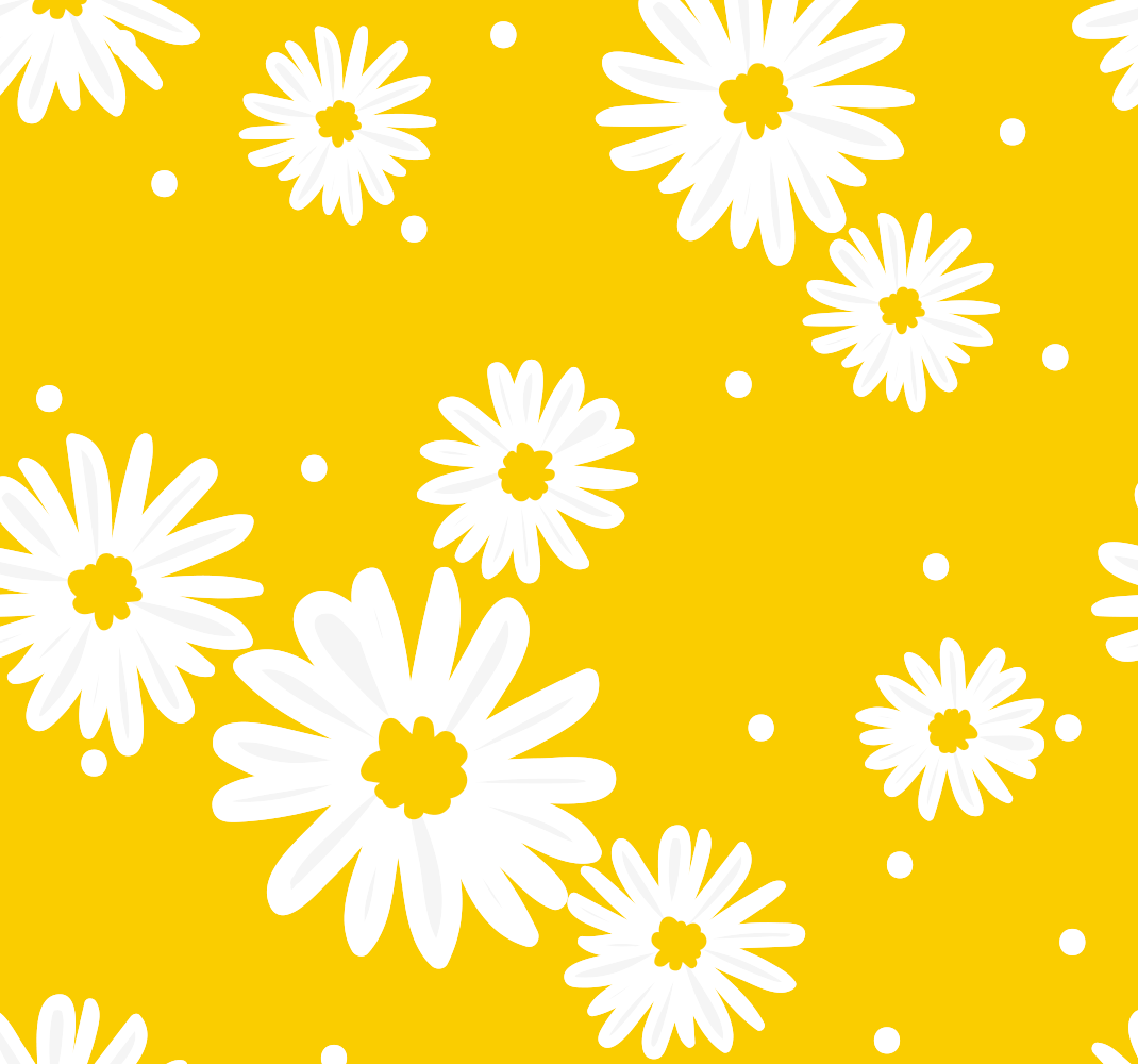 Tapete vinílico amarelo fundo amarelo com margaridas - TenStickers