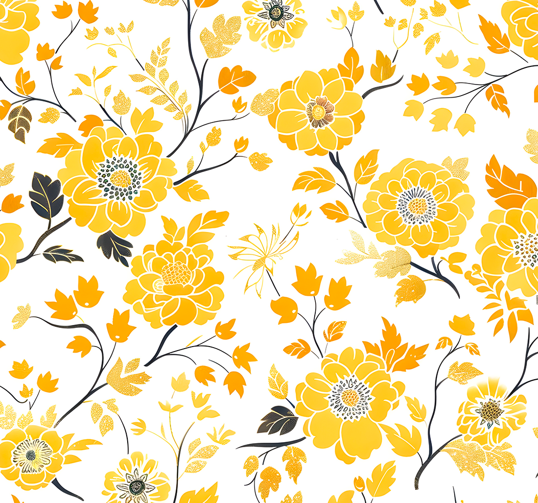 Tapete vinílico amarelo estilo japonês - TenStickers