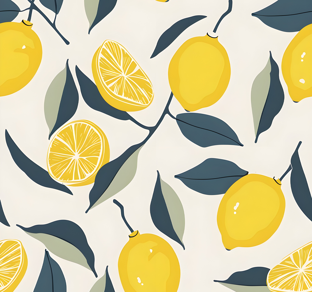 Tapete vinílico amarelo com estampa de limão - TenStickers