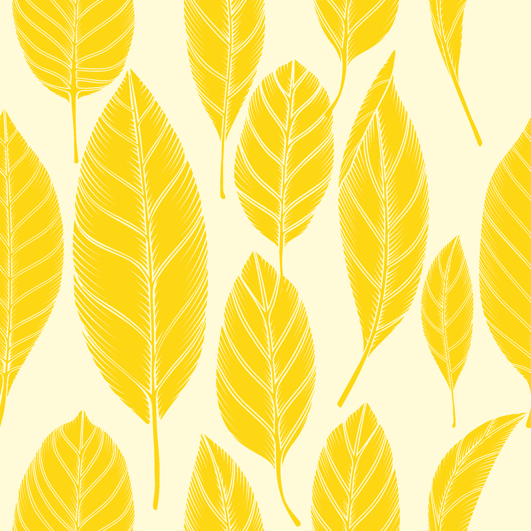 Tapete vinílico amarelo com padrão de folhas grandes - TenStickers