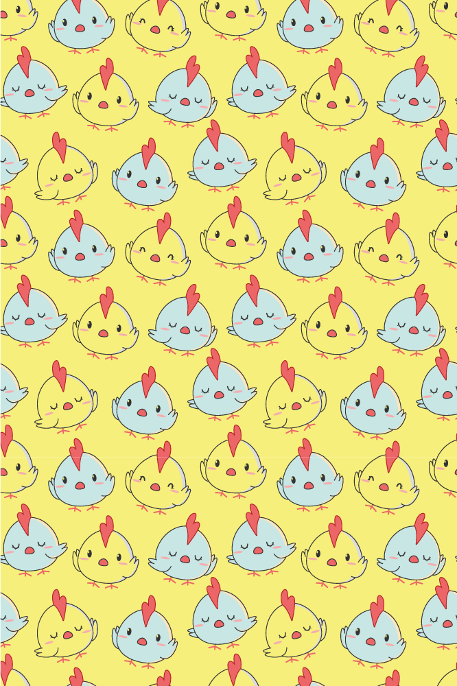 Tapete vinílico amarelo com estampa de pintinhos - TenStickers