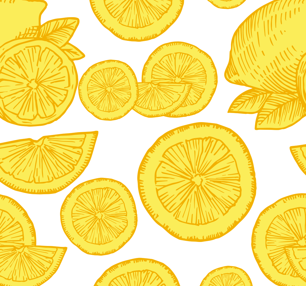 Tapete vinílico amarelo desenho de laranja e limão - TenStickers