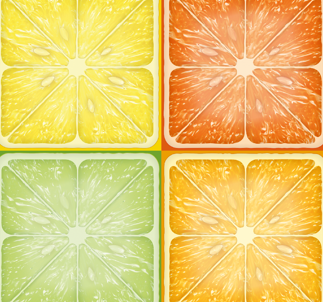 Tapete vinílico amarelo com textura cítrica colorida - TenStickers