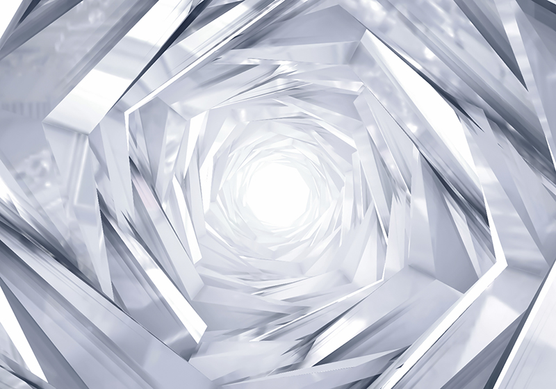 Tapete vinílico branco túnel geométrico abstrato - TenStickers