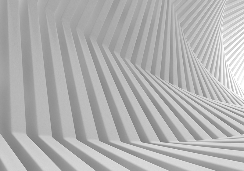 Tapete vinílico branco ondas geométricas abstratas - TenStickers