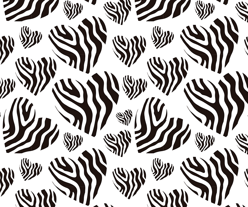 Tapete vinílico branco estampa coração de zebra - TenStickers