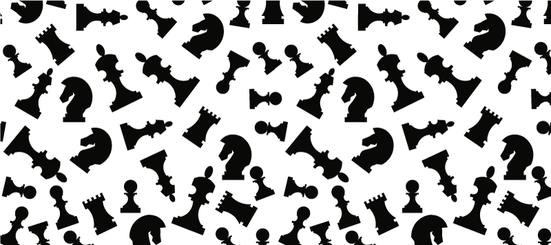 Tapete vinílico branco peças de xadrez pretas - TenStickers