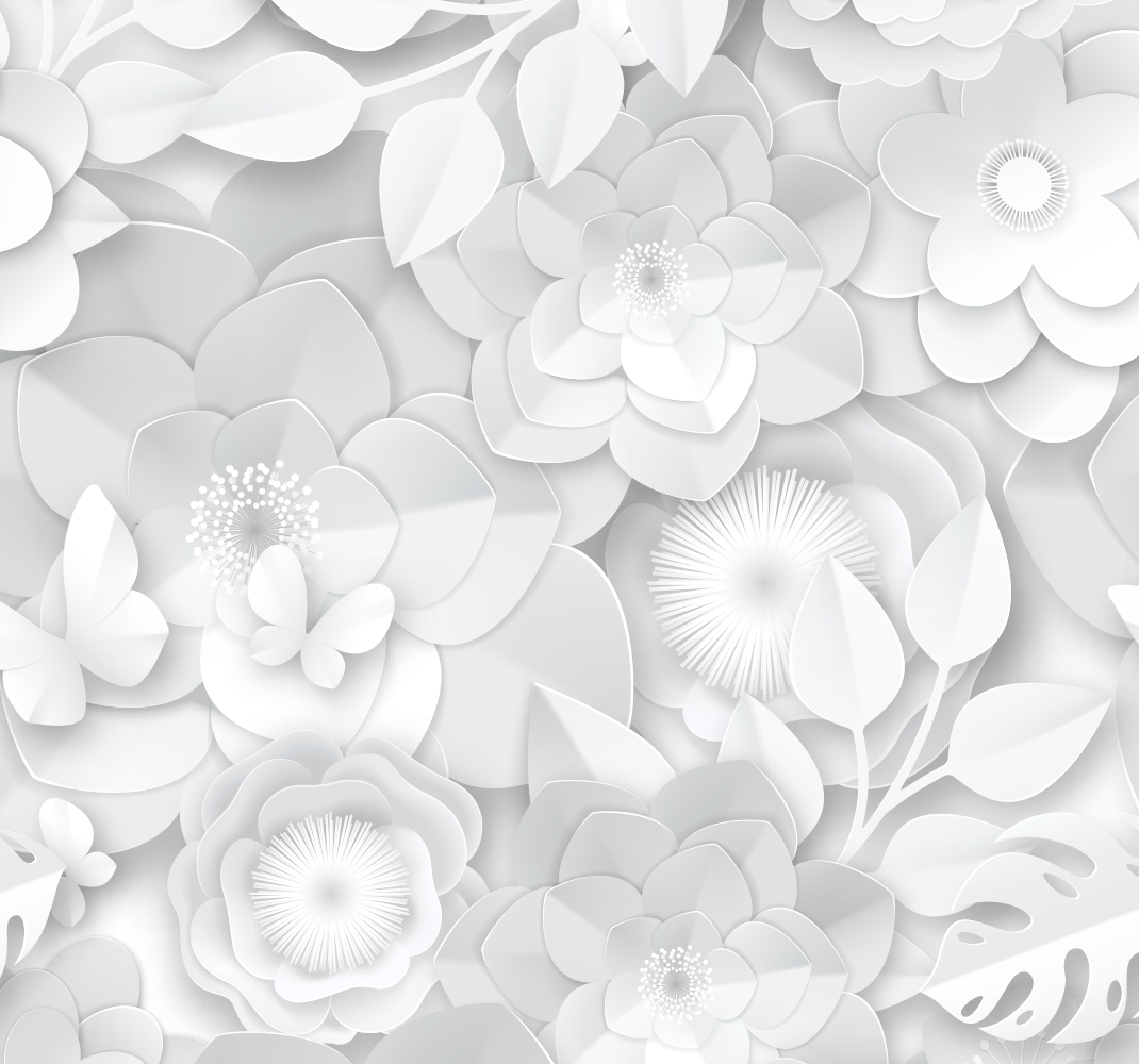 Tapete vinílico branco flores brancas 3d - TenStickers