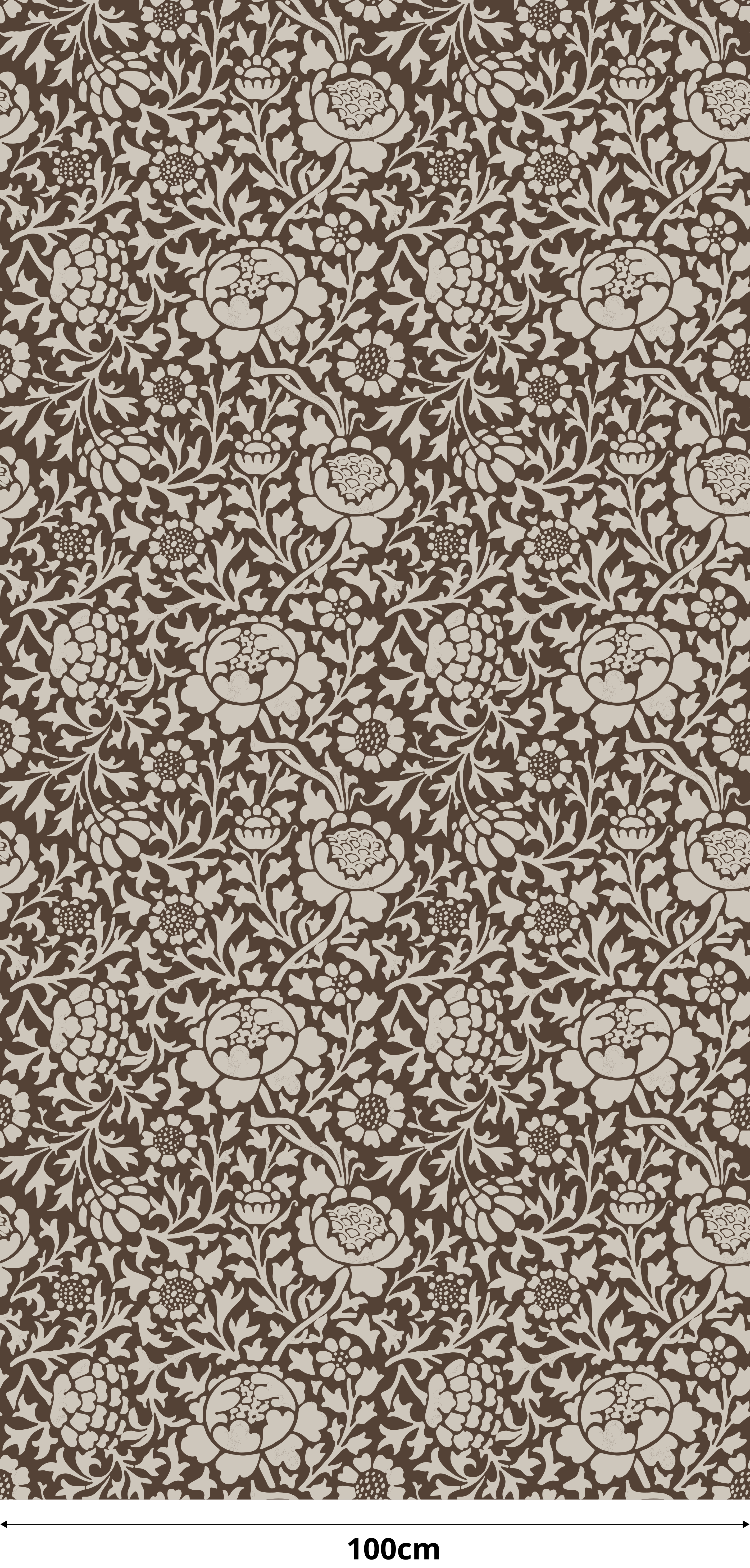 Tapete vinílico castanho com estampa floral vintage - TenStickers