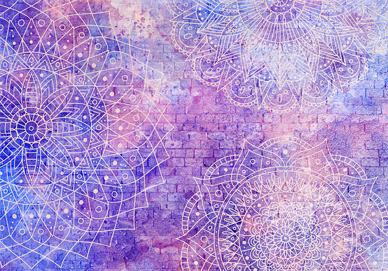 Tapete vinílico roxo com padrão de mandala - TenStickers