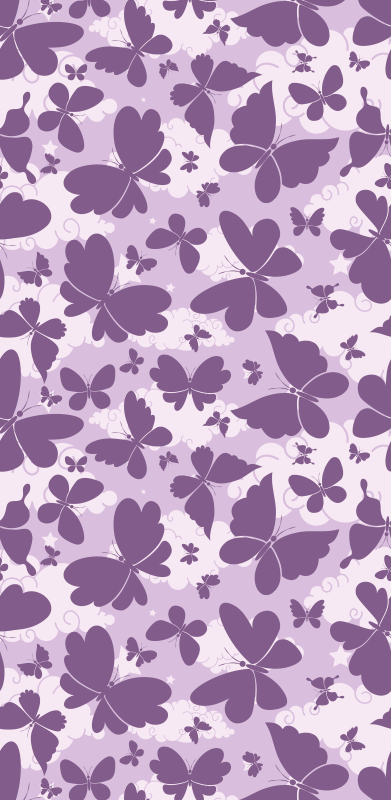 Tapete vinílico roxo padrão de borboletas no céu nublado - TenStickers