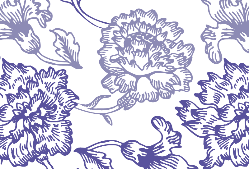 Tapete vinílico roxo com padrão floral suave - TenStickers