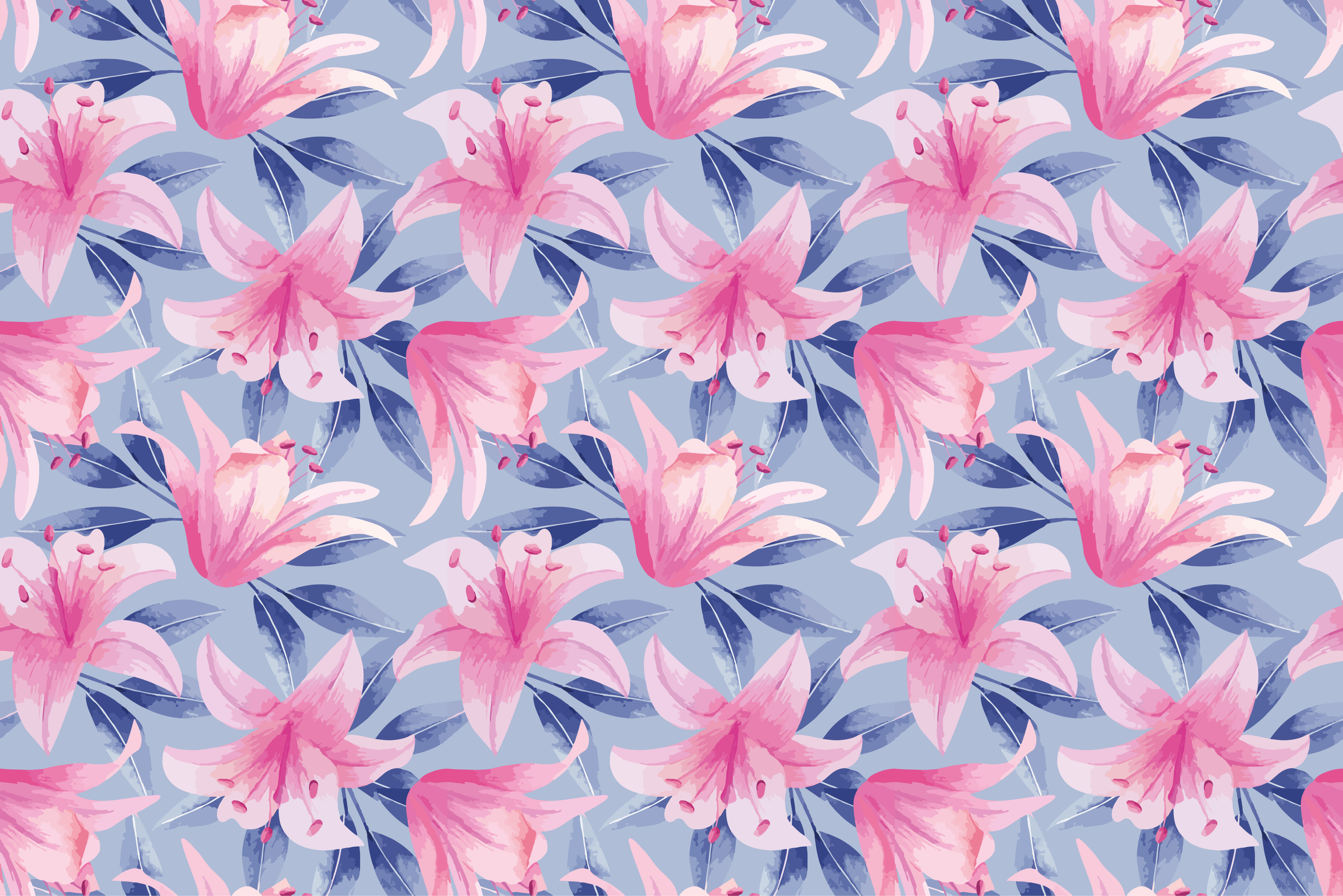 Tapete vinílico roxo com ilustração floral aquarelada - TenStickers