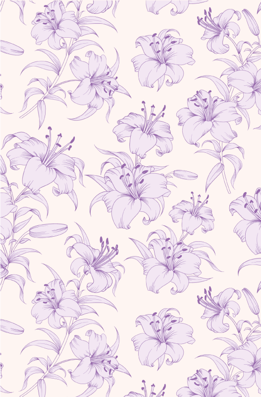 Tapete vinílico roxo com design de lírios em flor - TenStickers