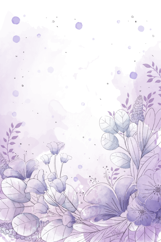 Tapete vinílico roxo com flores roxas e azuis - TenStickers