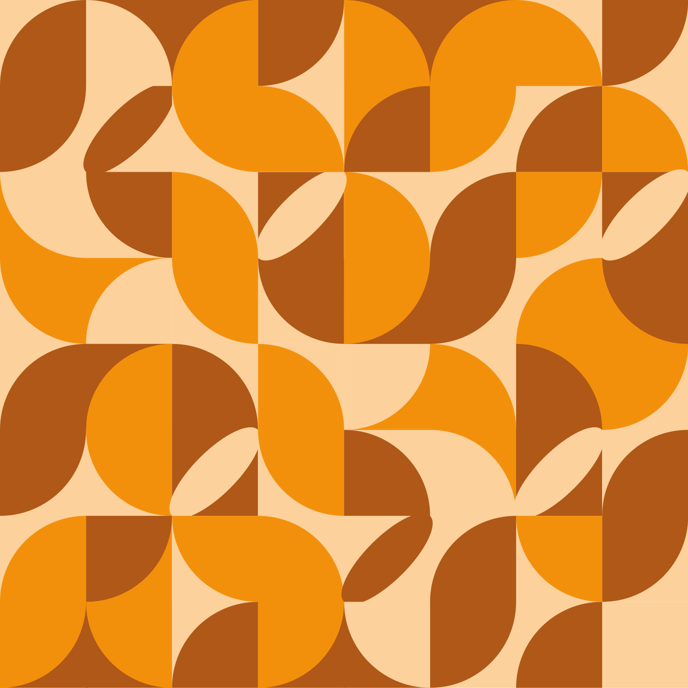 Tapete vinílico laranja figuras laranjas retrô - TenStickers
