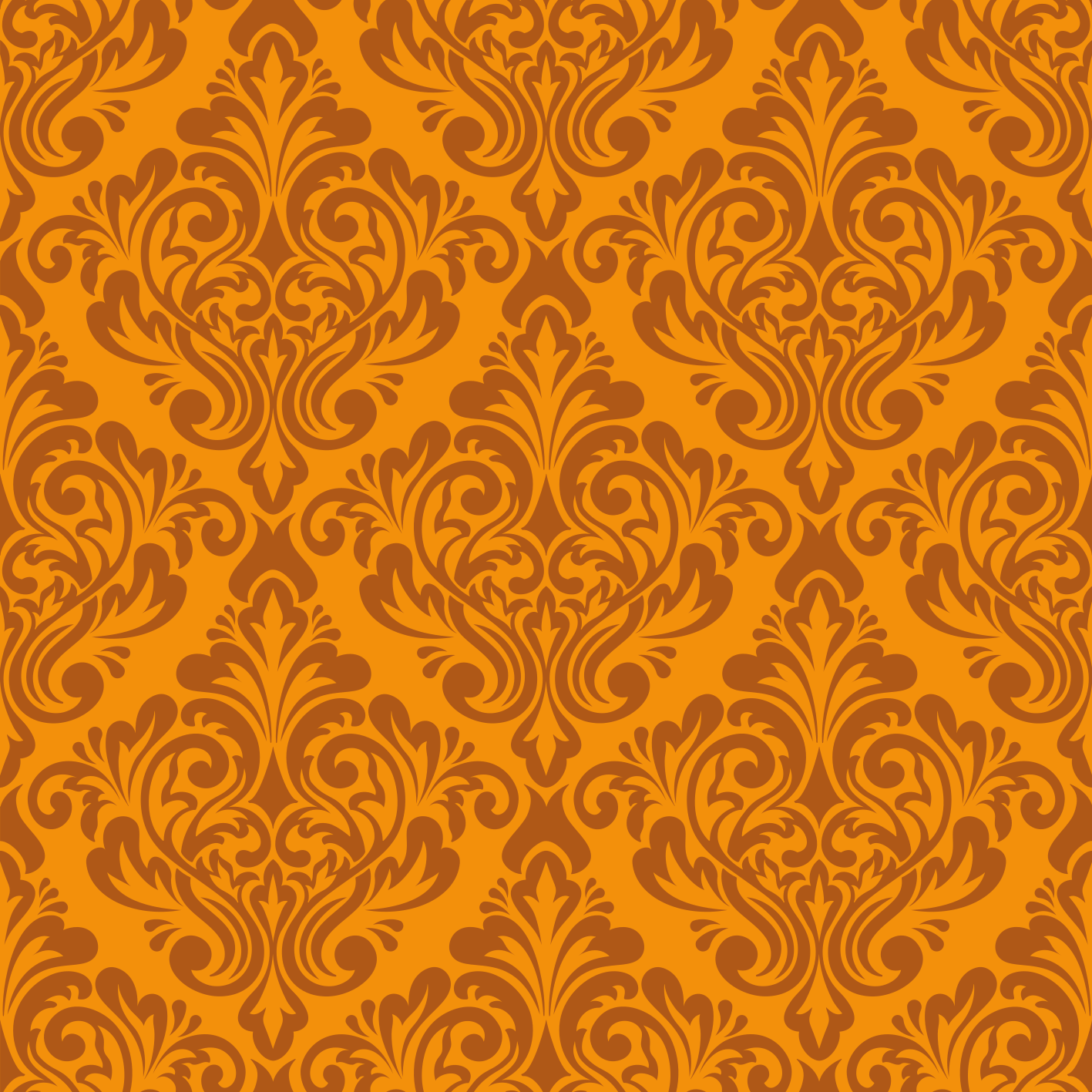 Tapete vinílico laranja damasco vintage - TenStickers
