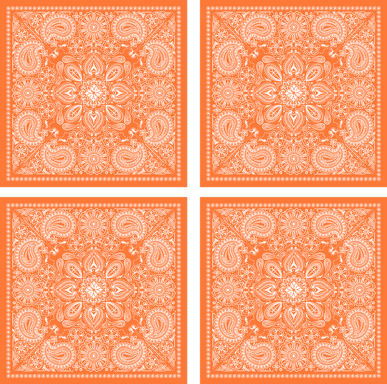 Tapete vinílico laranja azulejo paisley - TenStickers