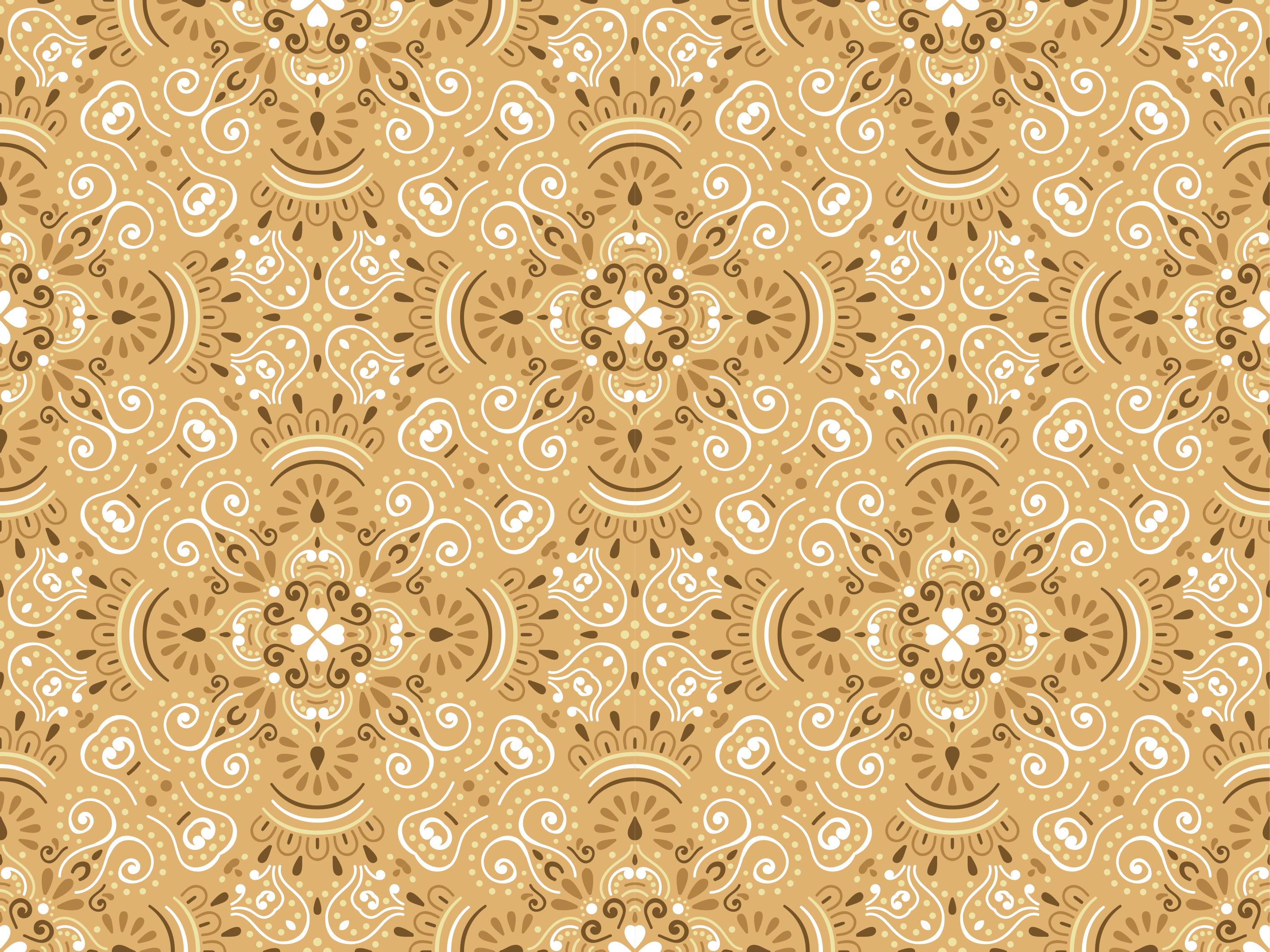 Tapete vinílico laranja com padrão ornamental bege vintage - TenStickers