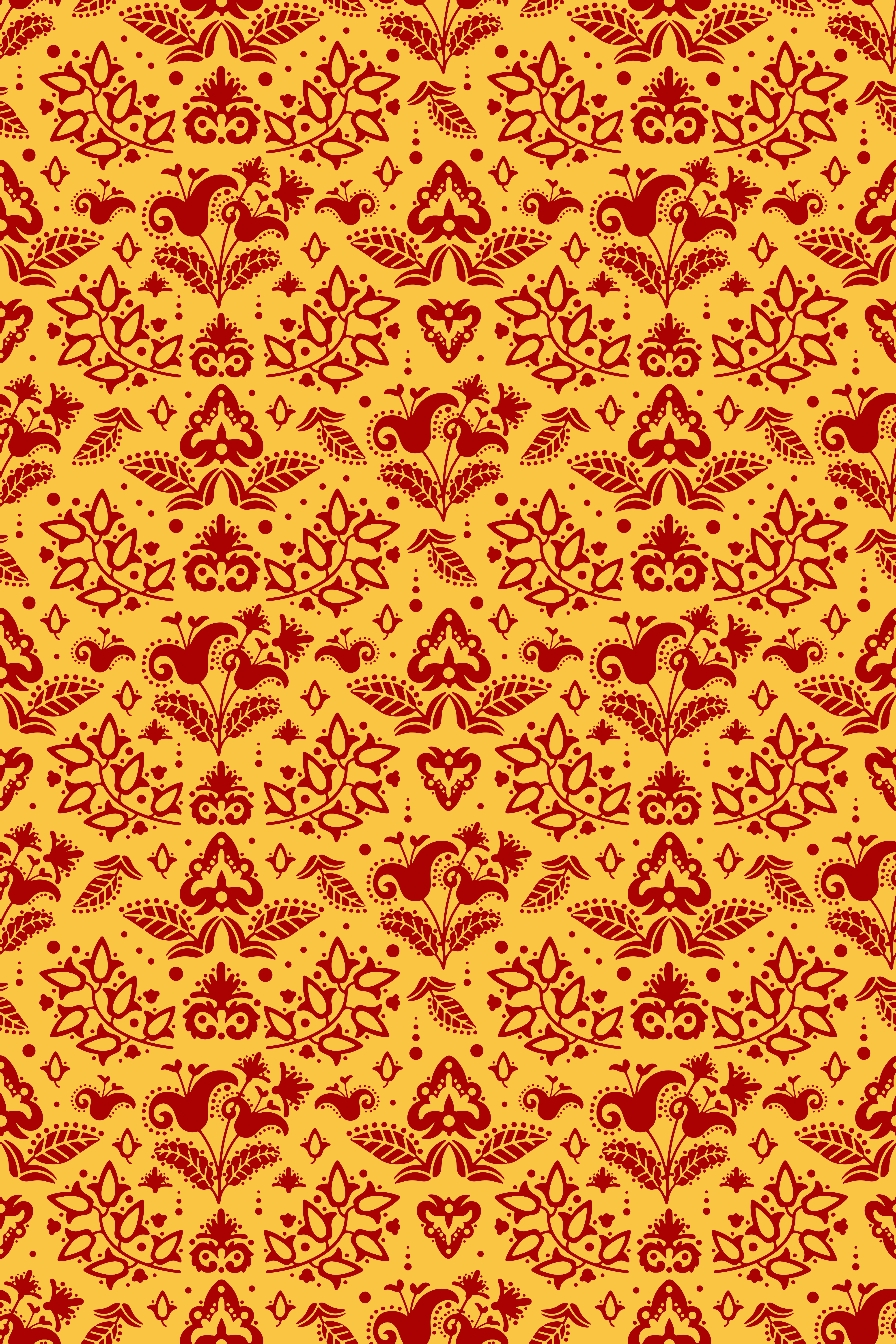 Tapete vinílico laranja linhas de flores - TenStickers