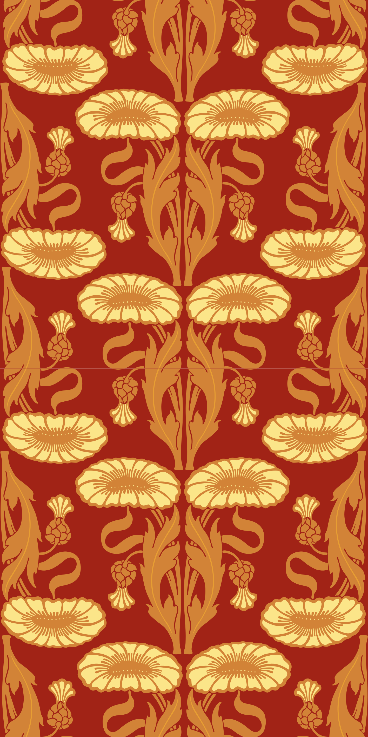 Tapete vinílico laranja com padrão ornamentado moderno - TenStickers
