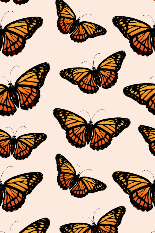 Tapete vinílico laranja asa de borboleta monarca vintage - TenStickers