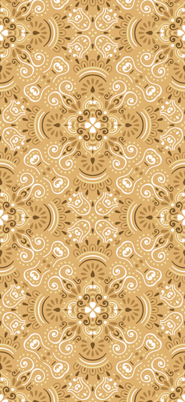 Tapete vinílico laranja padrão ornamental bege vintage - TenStickers