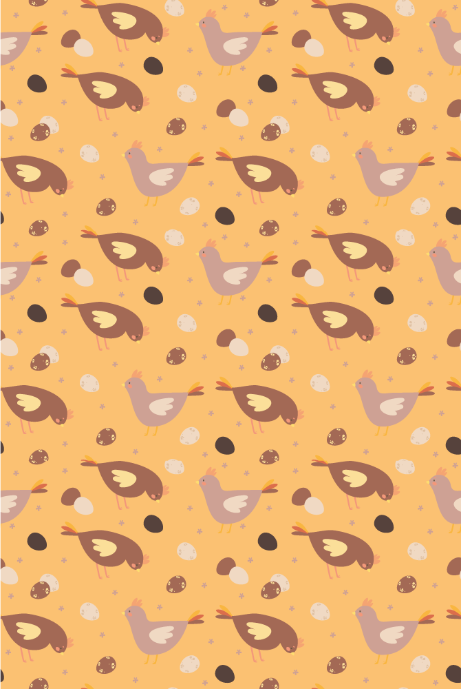 Tapete vinílico laranja com padrão de pintinhos - TenStickers