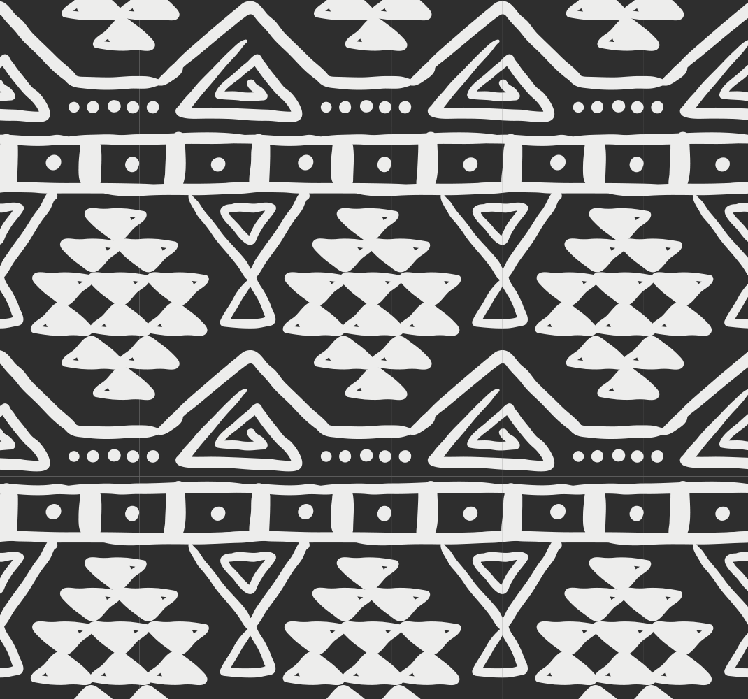 Tapete vinílico preto com padrão boêmio preto e branco - TenStickers