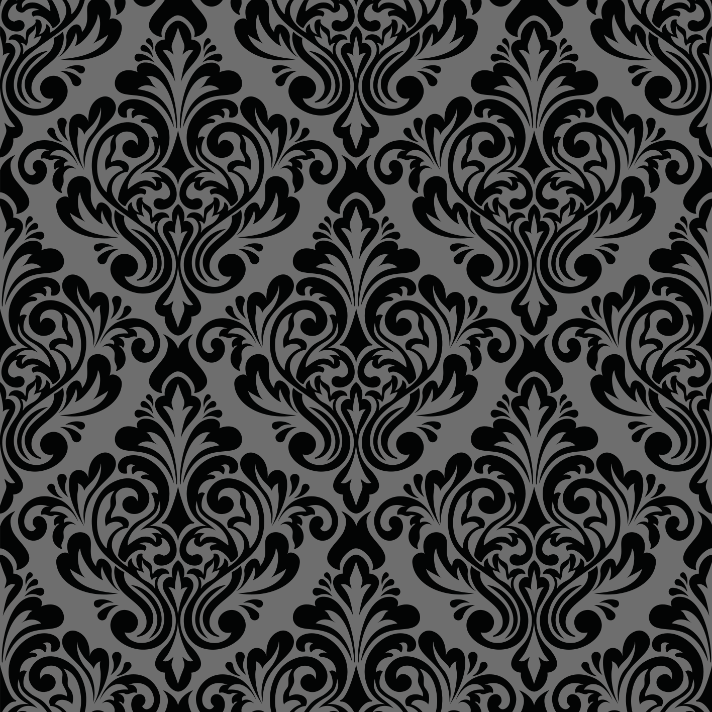 Tapete vinílico preto damasco vintage - TenStickers