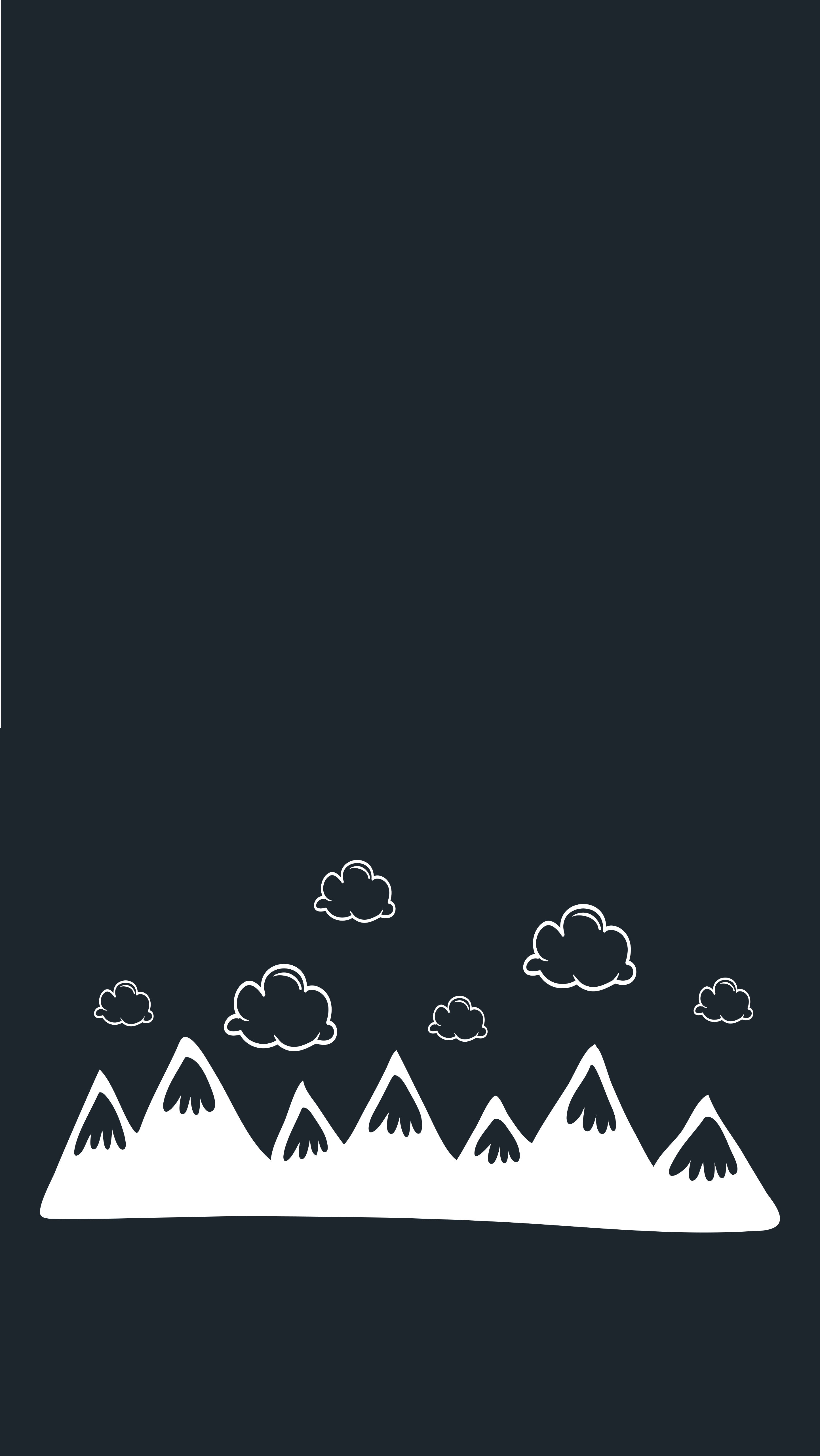 Tapete vinílico preto montanhas desenhadas com nuvens - TenStickers