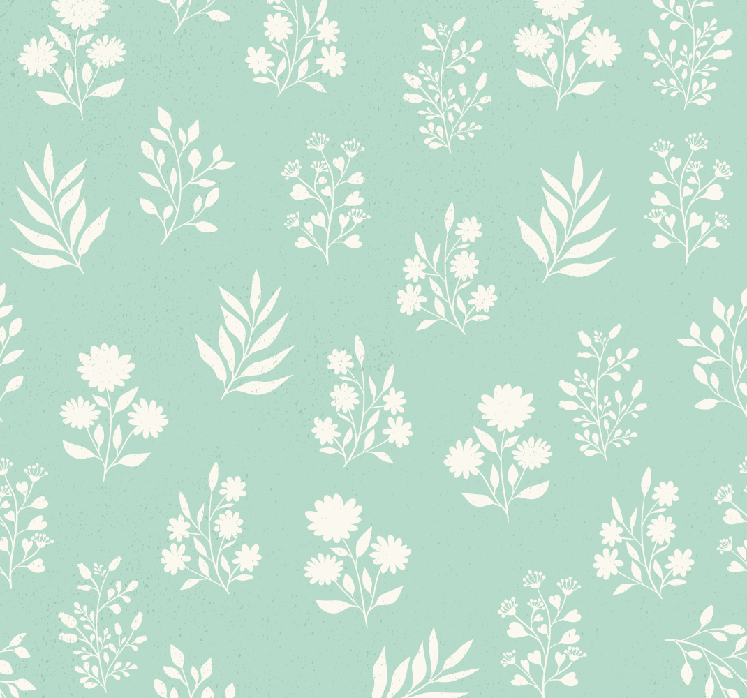 Tapete vinílico verde com padrão de flores pequenas - TenStickers