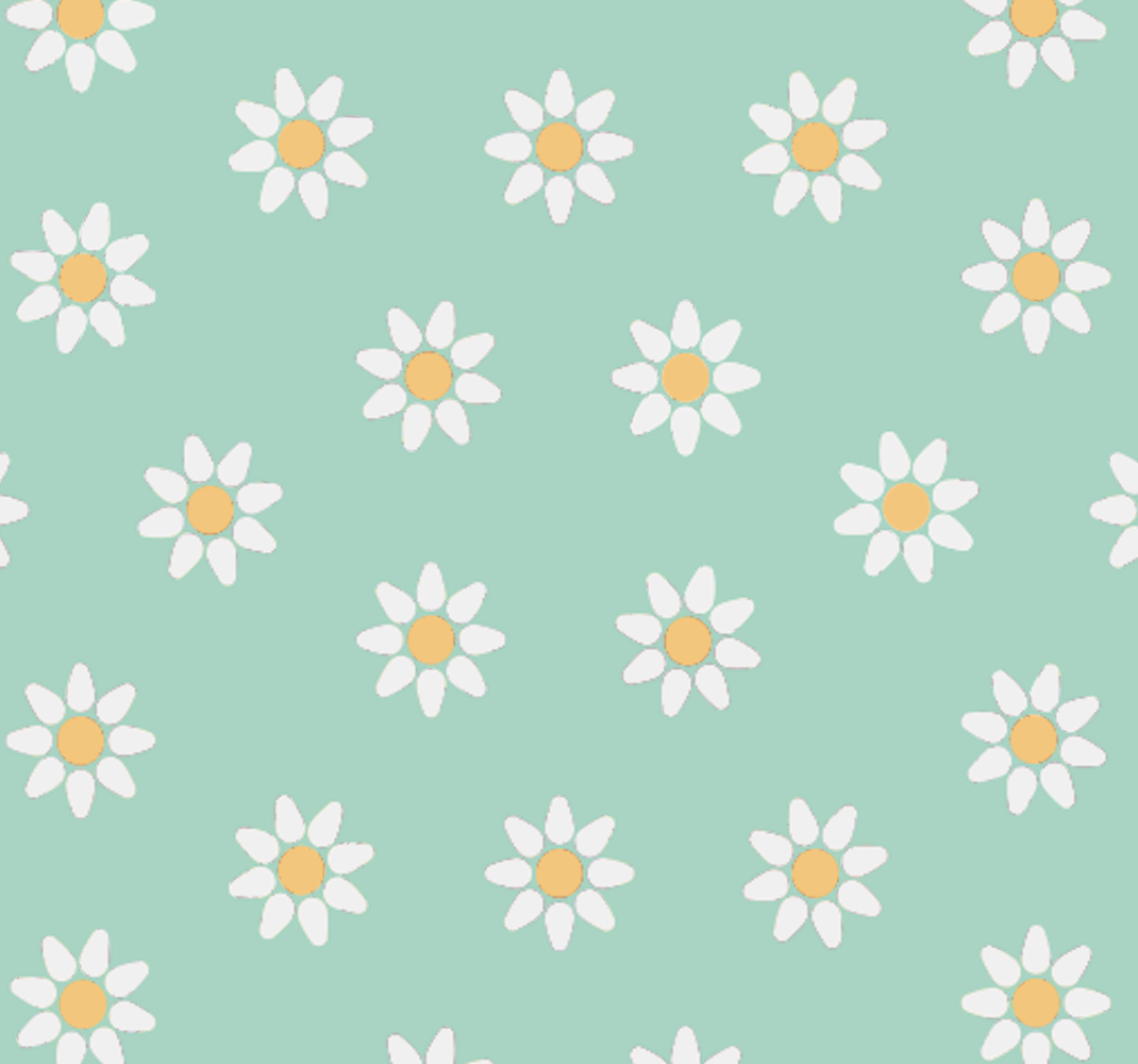 Tapete vinílico verde com estampa de margaridas infantis - TenStickers