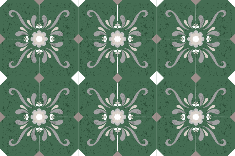 Tapete vinílico verde com azulejos antigos - TenStickers